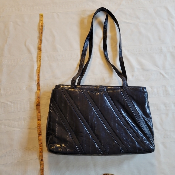Vintage Women's Blue Genuine Eel Skin Handbag Purse - Picture 10 of 11